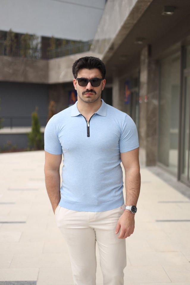Erkek Polo Yaka Fermuar Detaylı Tişört (154553)