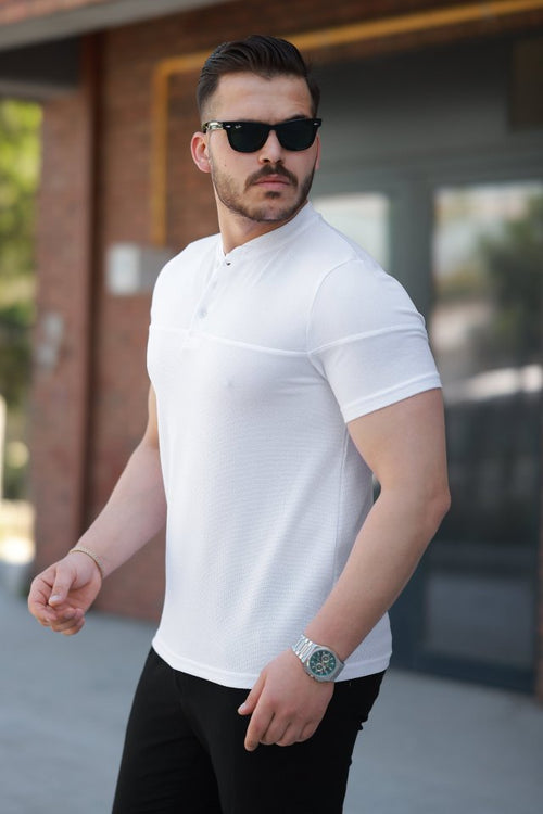 Erkek Hakim Yakalı Kısa Kollu Pamuklu T-shirt (161512)