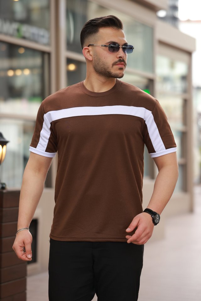 Erkek şerit Detaylı Kısa Kollu T-shirt (160884)