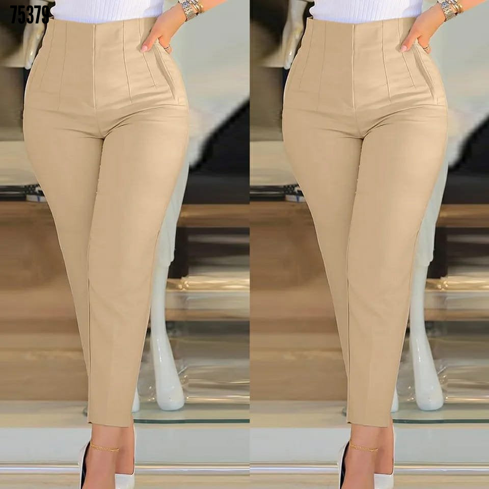Kadın üste oturan paçası bilek üzerinde biten krep kumaş pantolon 36 S 50 5XL
