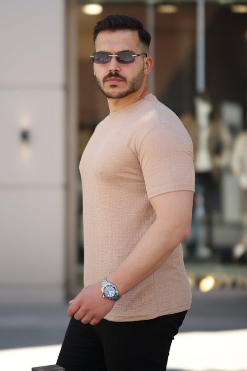 Erkek Ağaç Kabuğu Desenli Kısa Kollu T-shirt (161249)