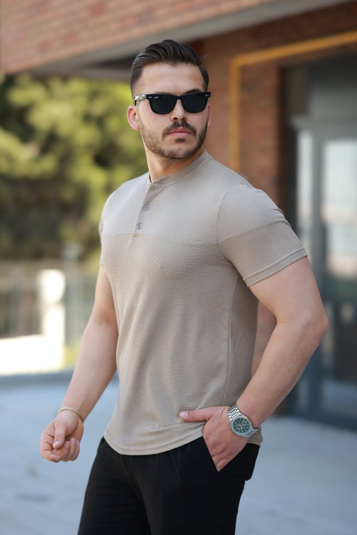 Erkek Hakim Yakalı Kısa Kollu Pamuklu T-shirt (161509)
