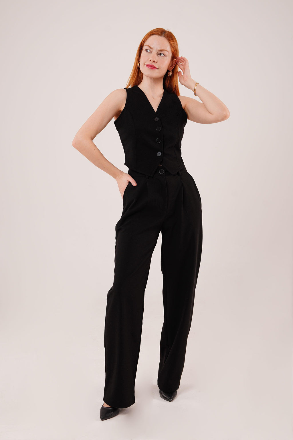 Premium Model Oturtmalı Siyah Pantolon (147526)