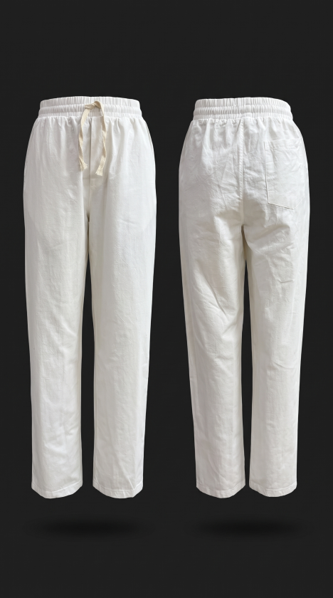 Erkek İç Göstermez Yıkamalı GenişKalıp Keten Pantolon (185108)