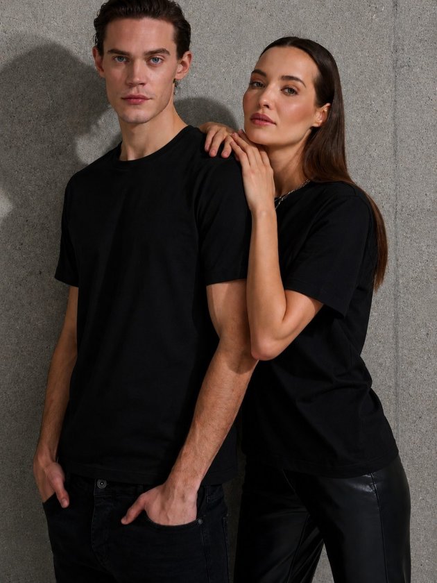 Unisex Kısa Kollu Bisiklet Yaka Basic Viskon Bluz (189798)
