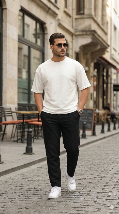 Erkek Duble Kol Basic Tişört (185016)
