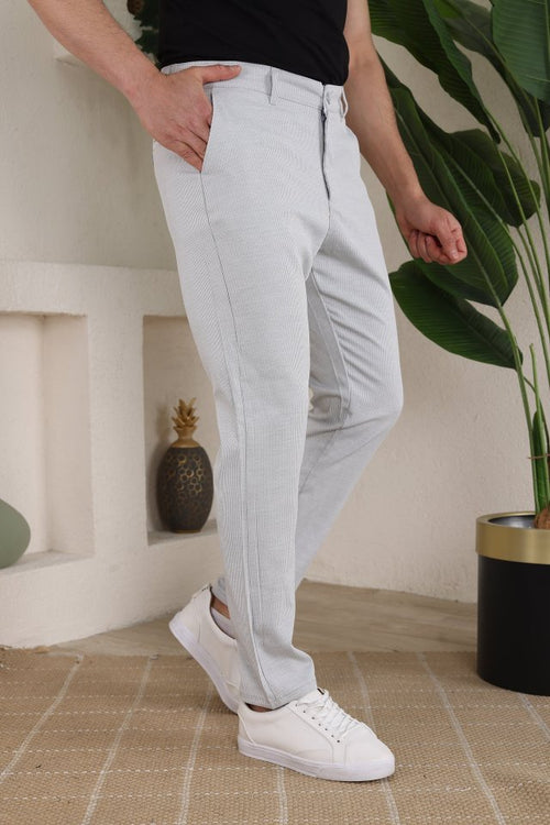 Erkek Casual Slim Fit Cord Desenli Kumaş Pantolon (159387)