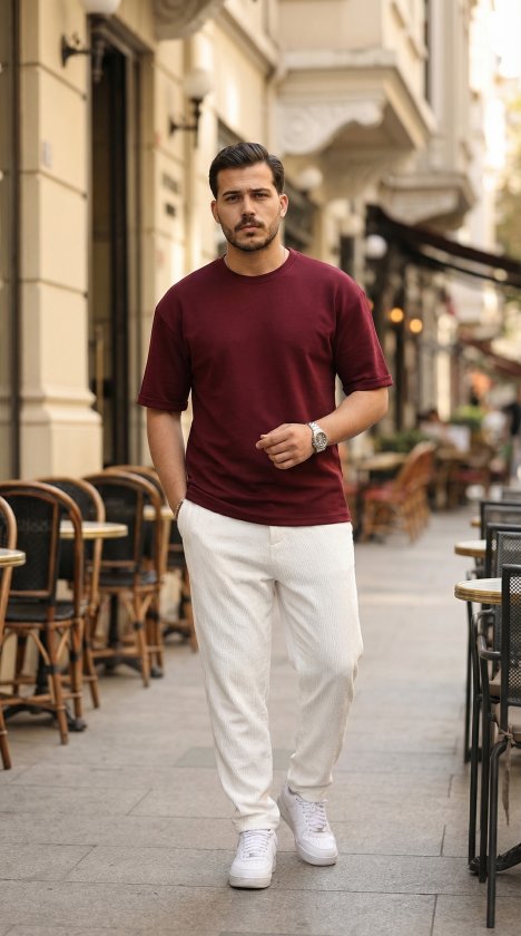 Erkek Duble Kol Basic Tişört (185019)
