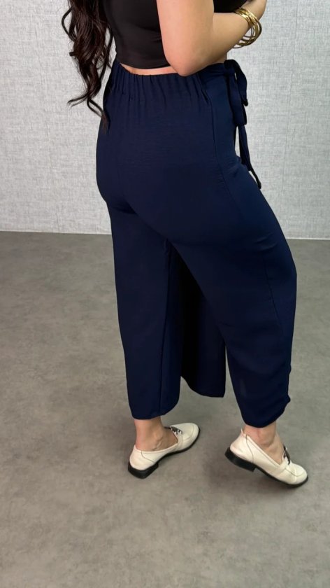 Kadın Beli Lastikli Bağcık Detay Aerobin Kumaş Etek Pantolon (192501)