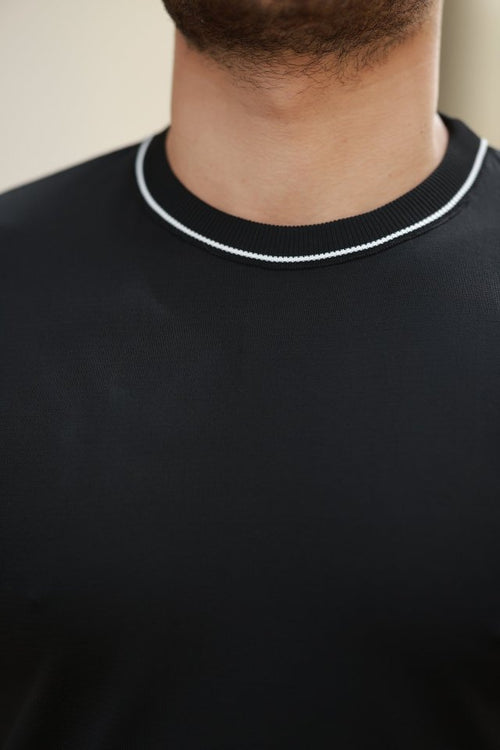 Erkek Bisiklet Yaka Ribanalı Kısa Kollu Tshirt (159176)