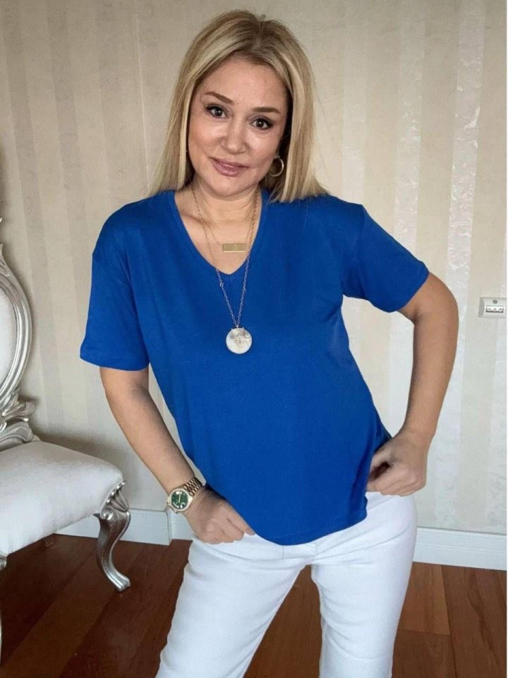 Kadın Kısa Kollu V Yaka Bluz (184452)