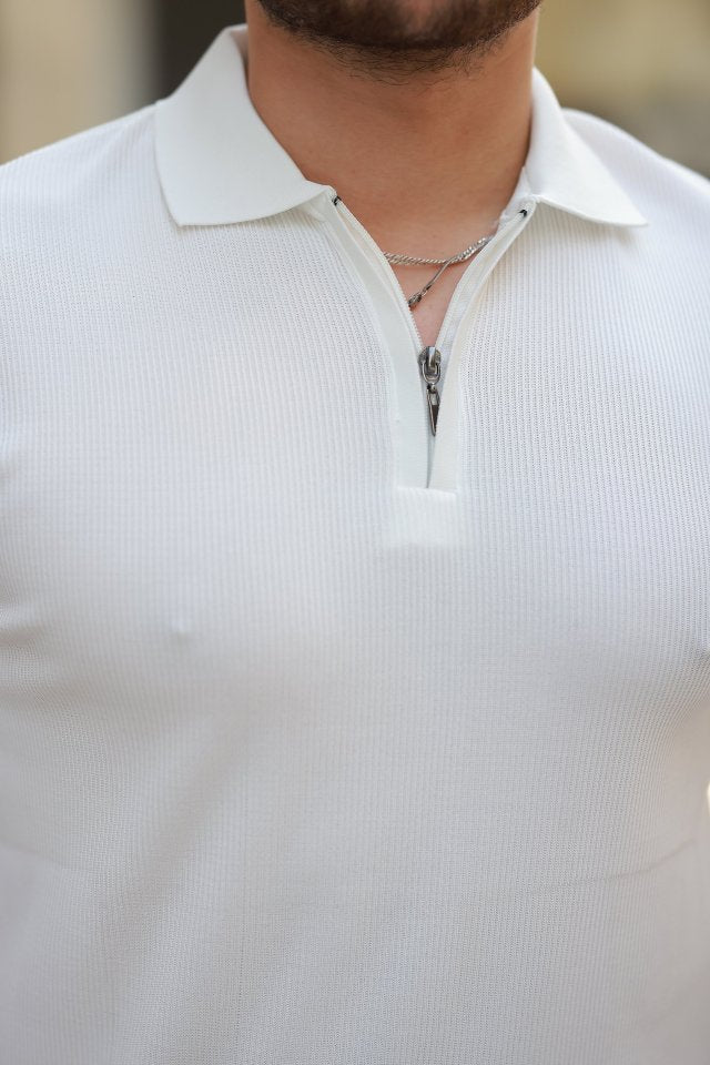 Erkek Fermuarlı Yakalı Kısa Kollu Tshirt (159164)
