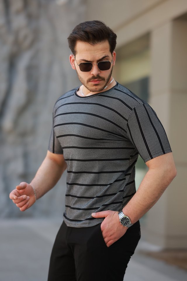 Erkek Petek Desenli Kısa Kollu T-shirt (160088)