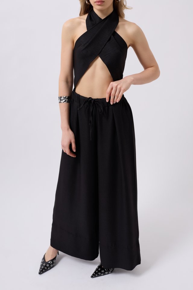 Düşük Bel Oversize Keten Pantolon (159284)