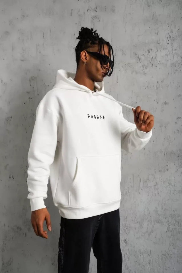 Erkek Astronot Baskılı Kapüşonlu Sweat - Beyaz (92700)