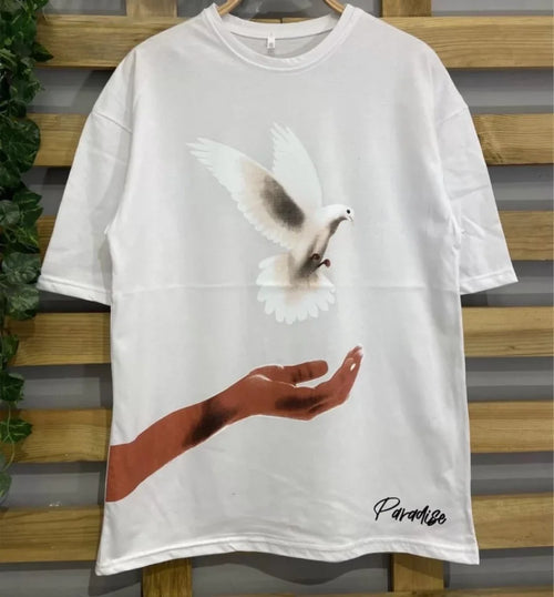 Dijital Baskılı T-Shirt - Beyaz (92749)