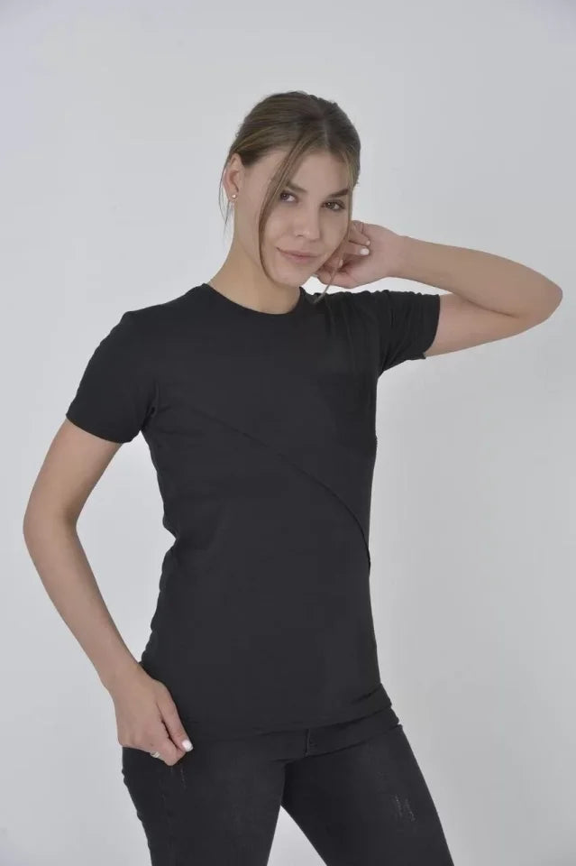 File Cepli Slim Fit T-shirt - Siyah (92820)