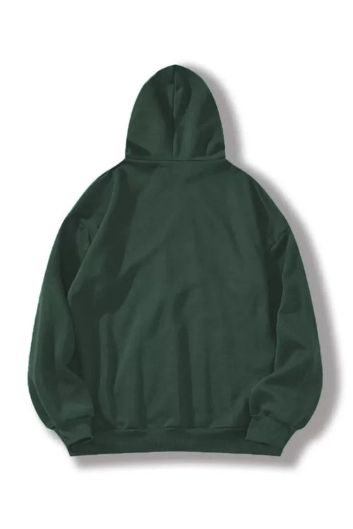 Erkek Düz Kapüşonlu Sweat - Koyu Yeşil (93100)