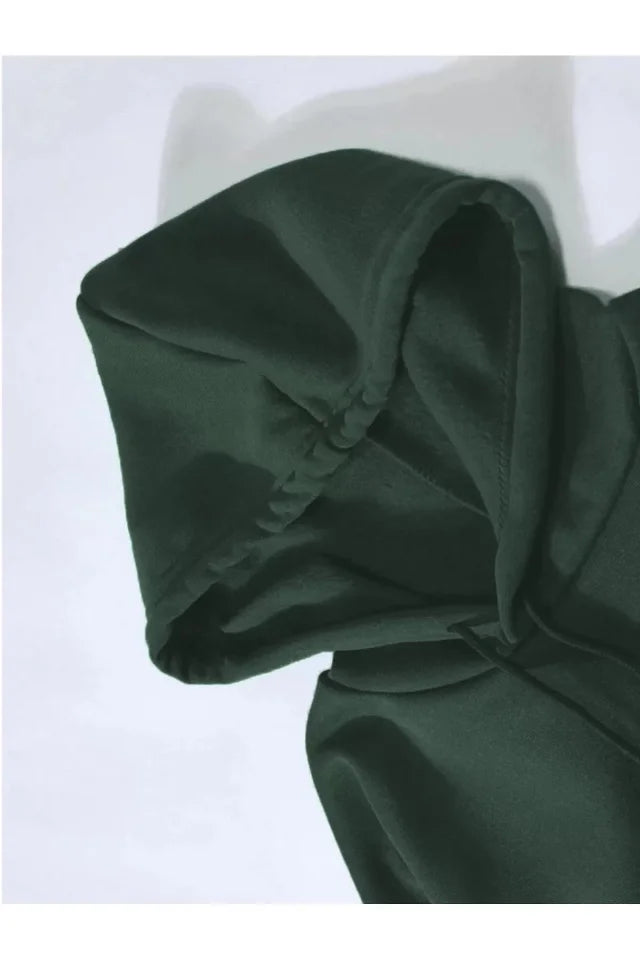 Erkek Düz Kapüşonlu Sweat - Koyu Yeşil (93100)