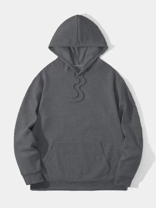 Erkek Düz Kapüşonlu Sweat - Füme (93101)