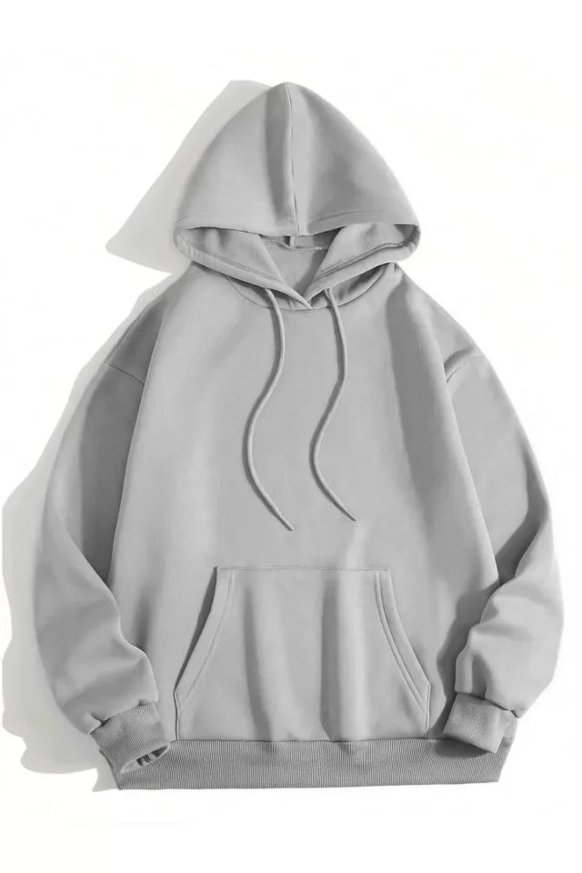 Erkek Düz Kapüşonlu Sweat - Boyalı Gri (93102)