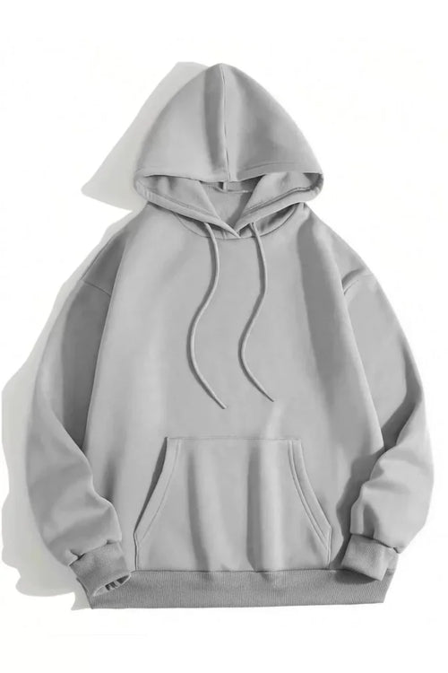 Erkek Düz Kapüşonlu Sweat - Boyalı Gri (93102)
