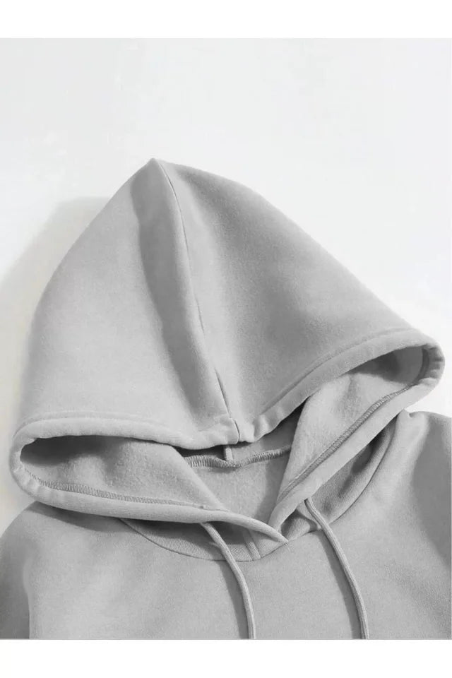 Erkek Düz Kapüşonlu Sweat - Boyalı Gri (93102)