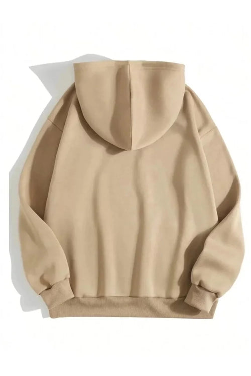 Erkek Düz Kapüşonlu Sweat - Bej (93104)