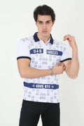 Erkek Yakalı Slim Fit Baskılı T-Shirt - Beyaz (97389)
