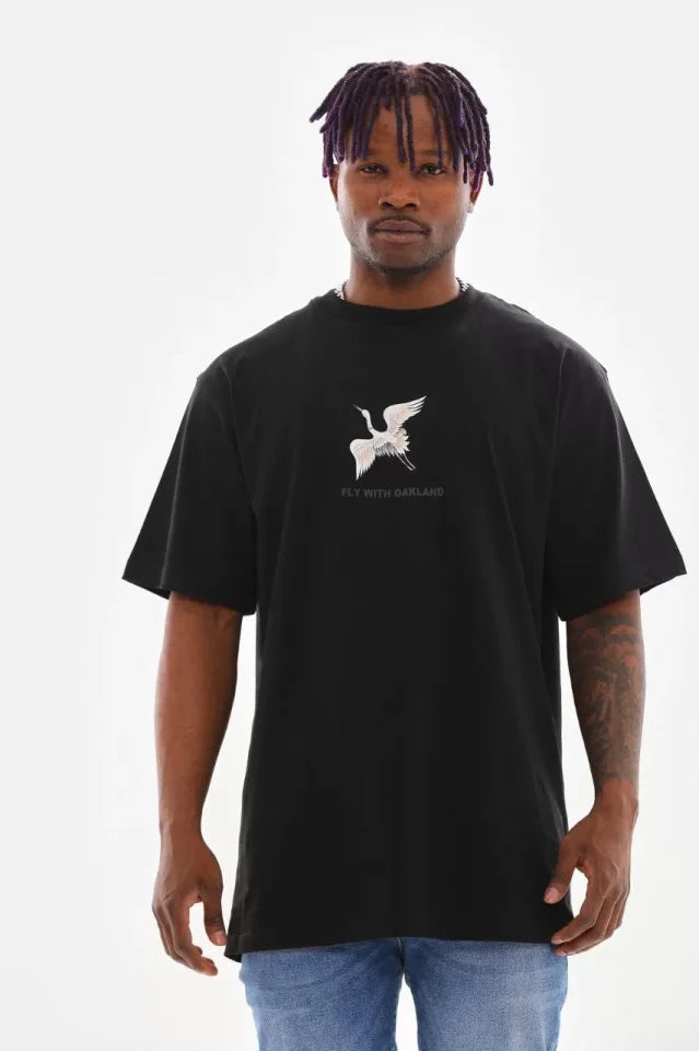 Unisex Baskılı Oversize T-Shirt - Siyah (98653)