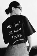 Unisex Baskılı Oversize T-Shirt - Siyah (99804)