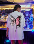 Unisex Baskılı Oversize T-Shirt - Beyaz (99807)