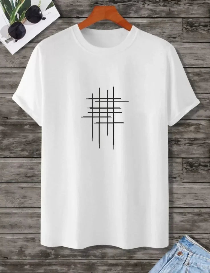 Unisex Baskılı Oversize T-Shirt - Beyaz (99808)