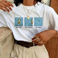 Unisex Baskılı Oversize T-Shirt - Beyaz (99810)
