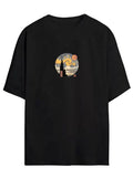 Unisex Baskılı Oversize T-Shirt - Siyah (99815)