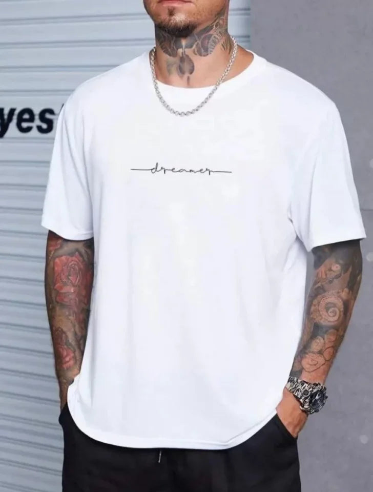 Unisex Baskılı Oversize T-Shirt - Beyaz (99823)