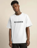 Unisex Bisiklet Yaka Oversize Baskılı T-Shirt - Beyaz (101307)