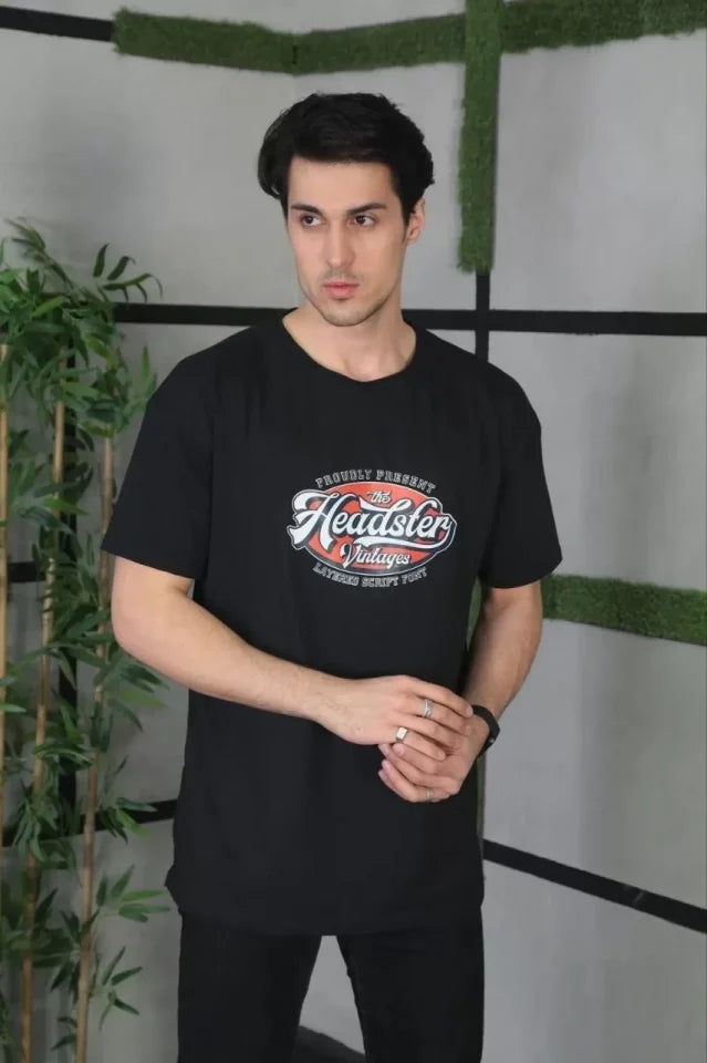 Unisex Baskılı Oversize T-Shirt - Siyah (101318)