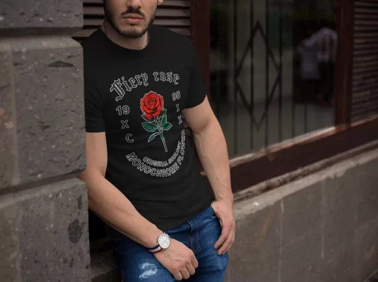Erkek Bisiklet Yaka Baskılı Oversize T-Shirt - Siyah (102073)