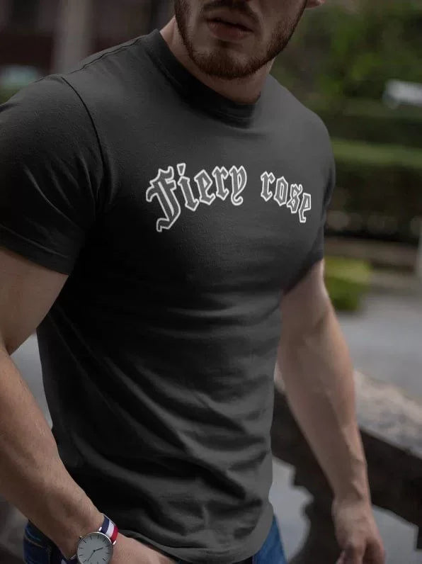 Erkek Bisiklet Yaka Baskılı Oversize T-Shirt - Siyah (102078)