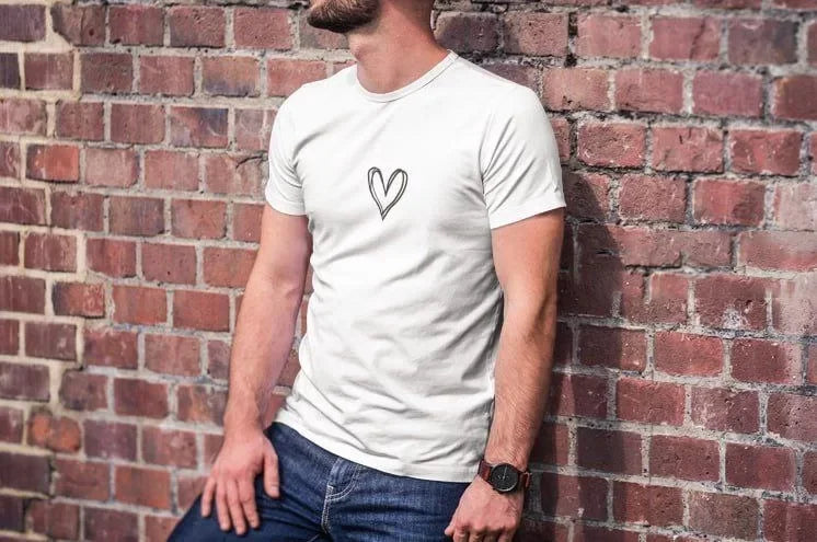 Unisex Bisiklet Yaka Baskılı Oversize T-Shirt - Beyaz (102081)