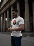 Unisex Bisiklet Yaka Baskılı Oversize T-Shirt - Beyaz (102083)