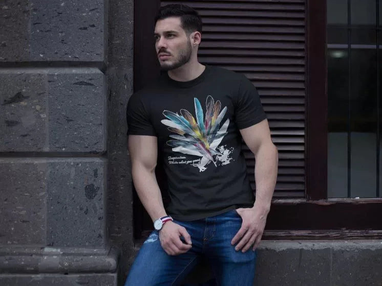 Unisex Bisiklet Yaka Baskılı Oversize T-Shirt - Siyah (102086)
