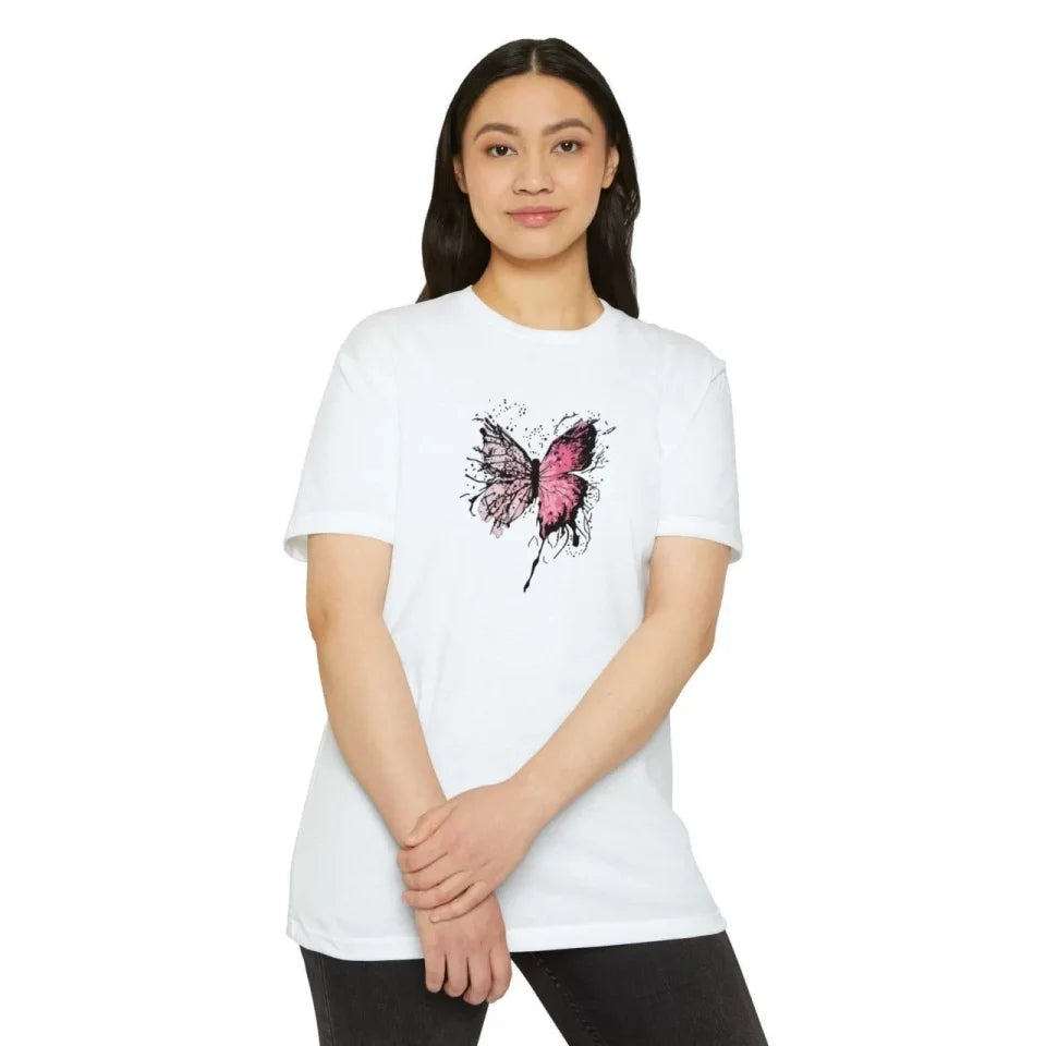 Unisex Bisiklet Yaka Baskılı T-Shirt - Beyaz (102353)