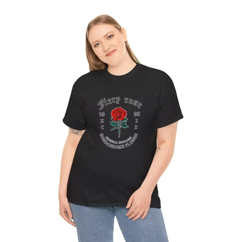 Unisex Bisiklet Yaka Baskılı T-Shirt - Siyah (102360)