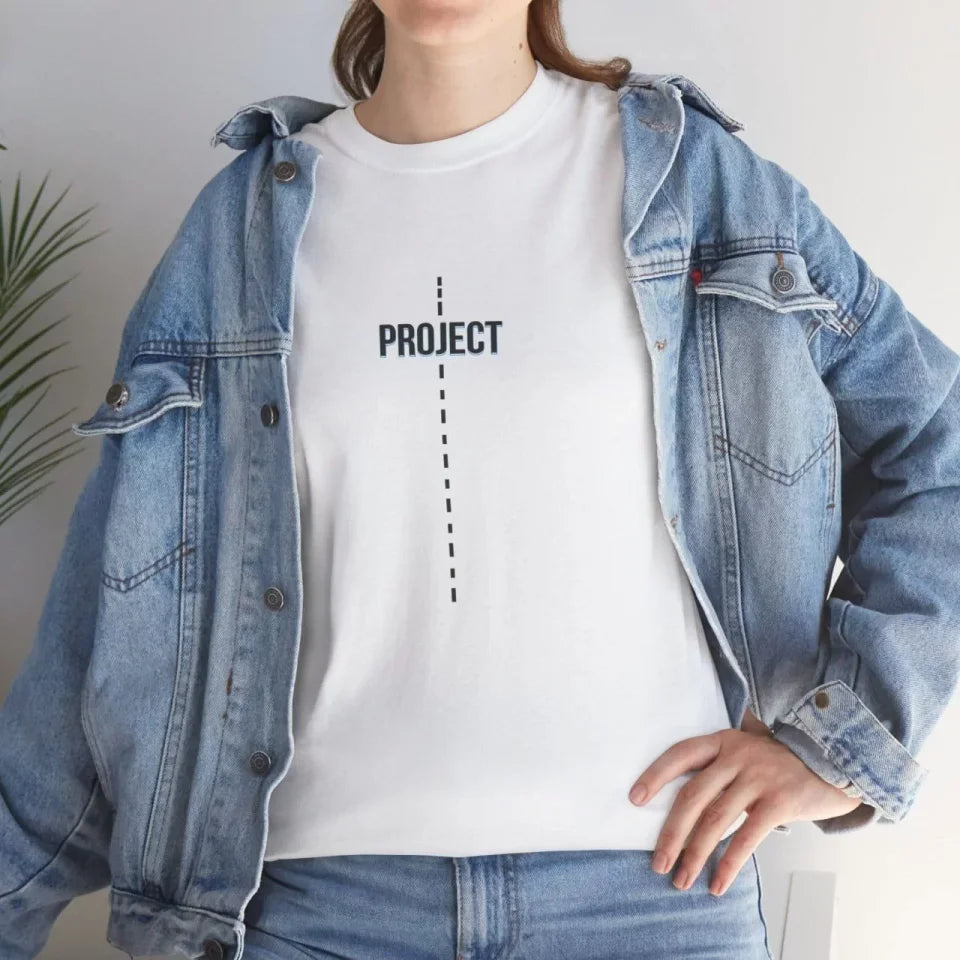 Unisex Bisiklet Yaka Baskılı T-Shirt - Beyaz (102361)