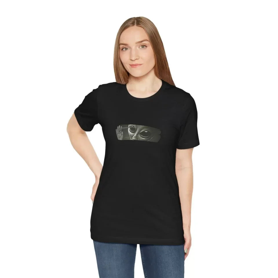 Unisex Bisiklet Yaka Baskılı T-Shirt - Siyah (102365)