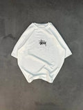 Unisex Bisiklet Yaka Baskılı Oversize T-Shirt - Beyaz (102527)