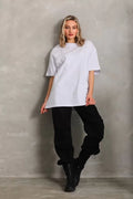 Unisex Bisiklet Yaka 20/1 Düz Oversize T-Shirt - Beyaz (103509)