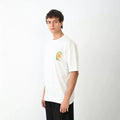 Unisex Bisiklet Yaka Baskılı Oversize T-Shirt - Beyaz (104384)